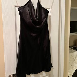 Black bebe nwot mini silk halter dress! Small!